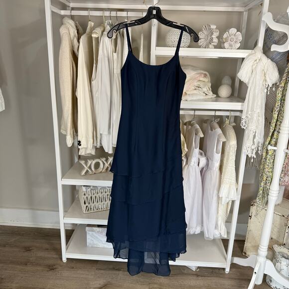 JJ‘s house sz. XS navy blue mother of the bride dress tiered with jacket #4018 - Picture 4 of 10